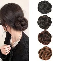Synthetic Wigs Grip Bun Synthetic Hairpieces Heat Resistant Hair Grasp And Clip The Flower Bud Head Suitable For Women Daily Use