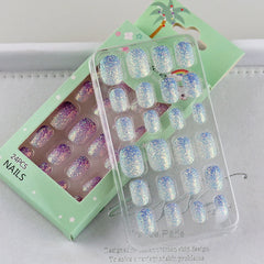 Nail Art For Kids Beautiful Nail Designs Diy Manicure Fake Nails Bright Blue Glitters Fancy Nail Design Childrens's Gift Nailart