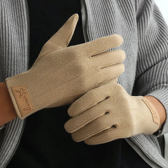 Men's Velvet Gloves, Winter Warm and Cold-Proof, Touch Screen, Exquisite Cycling and Driving Gloves