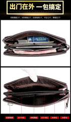 Mens Business Clutch Bag Large Capacity Plaid Style