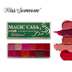 A 12 - color moisturizing long - lasting matte lipstick palette - lip cosmetics for nude makeup. It gives beautiful