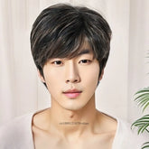 Synthetic Hair Natural Black Wigs for Men Short Haircuts with Bangs Cool Hairstyles Cosplay Wig Businessman Daddy Dark Brown Wig