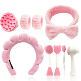 9-piece beauty makeup set, makeup kit, including a four-piece headband set, face wash and massage tools, etc.
