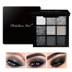 9 Color Black Eyeshadow Palette Matte Shimmer Dark Smoky Gray Professional Makeup Pigmented Long Lasting 9 Colores Maquillage