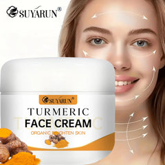 SUYARUN Turmeric Face Cream - Anti-Aging & Brightening, Oil-Free Moisturizer for Sensitive Skin, Organic Skincare with Vitamin E