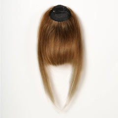 Hair Clip in Bangs 100% Human Hair Extention Honey Brown Fake Bangs Bangs Fringe with Temples for Women Daily