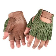 R6FE 2pack Durability Men's Mittens Half Finger Wools Leather Gloves Outdoor Sports for Gym, Motorcycle Cycling, and Outdoors