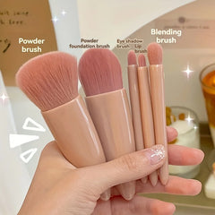 5Pcs Portable Makeup Brush Set With Mirror - Foldable Travel Kit ,Mini Makeup Brush Set Travel Makeup Brush Set