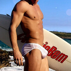 Mens Sexy Thin Transparent Underwear Low Waist Bikini Swimwear Swimsuit Swim Pool Beach Quick Dry Men Briefs Swimming Trunks