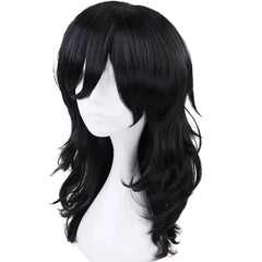 Cosplay Wig Long Wavy Bangs Synthetic Hair Black Wigs For Women Men Dress Up Wig For Anime Cartoon