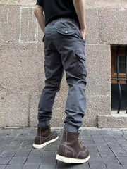 Cargo Pants for Men Trekking Biker Trousers Man Motorcycle Grey Hiking Outdoor Korean Style Slacks Cotton Big Size Street Long
