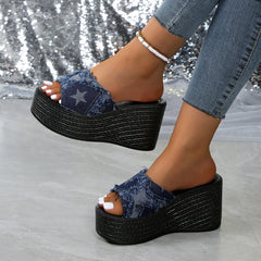 Women Wedges Sandals 2026 New Summer Women Slip on High-heeled Fashion Woman Shoes Comfortable Flower Outdoor Platform Sandals
