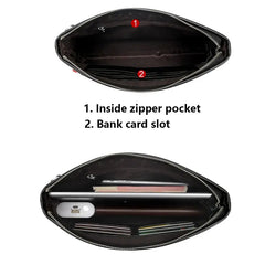 Mens Leather Clutch Bag Large Capacity Designer Wallet