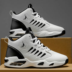 Men's Basketball Shoes - Comfortable Athletic Casual Shoes with Cushioned Rubber Soles, Lace-Up Design Suitable for Gym, Basketball, Jogging - All-Season Performance Shoes, Lightweight for Everyday Wear, Wear-Resistant and Du