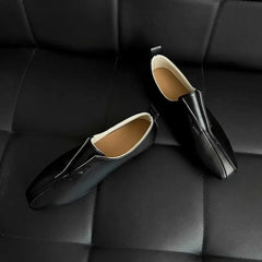 Flats Slip On Silver Women Flat Shoes Genuine Leather Sheepskin Comfort Beige Simple Shoes Spring Autumn Soft Loafers Square Toe