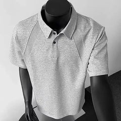 Shoulder Polo Shirt Short-sleeved Men's Summer High-end and Handsome Spliced loose Lapel Niche T-shirt Half-sleeved Trendy