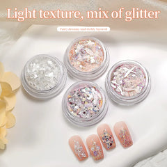 Galaxy Nail Glitter Powder Chunky Flake Stars Pearls Nail Art Decor UV Gel Polish Sparkle Dust for Nail Salon DIY Art Decoration