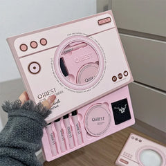 QIBEST 9PC Makeup Sets 4PC Lip Mud,1 Pressed Powder,1 Blush,1 Eyeliner,1 Mascara,1 Eyebrow Pencil Camera Look Cosmetics Kits