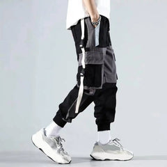 Men Cargo Pants Streetwear Cargo Pants with Multi Pockets Crotch Loose Fit Thick Warm Fabric Mid Waist Buckle Decor for Men