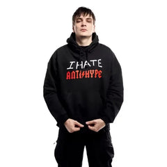 Men's Hoodies I HATE ANTIHYPE Letter Harajuku Oversized Pullover Print Sweatshirt Hip Hop Fashion Y2k Long Sleeve Tops Clothing