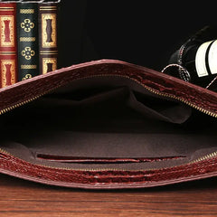 Mens Crocodile Leather Clutch Bag Business Envelope Style