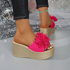 Women Wedges Sandals 2026 New Summer Women Slip on High-heeled Fashion Woman Shoes Comfortable Flower Outdoor Platform Sandals