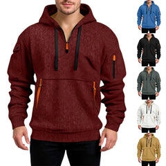 Men's Hooded Hoodies Solid Long Sleeve Multi-pocket Zipper Pullover Autumn Winter Sports Sweatshirt Harajuku Casual Streetwear