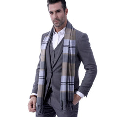 Classic Scarf for Man Winter Imitation Cashmere Scarves Luxury Brand Scarfs Keep Warm Outdoor Neckerchief Men Shawl Wrap Gift