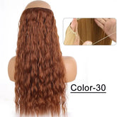 Synthetic Natural Synthetic Halo Hair Extensions No Clip In Artificial Fake Ombre Blonde Brown Black Pink Wavy False Hair Piece