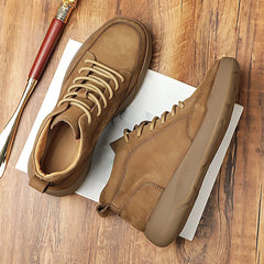 Men's Boots 2026 Spring New Cowhide Thick-soled Non-slip Natural Leather Soft Chelsea Single Short Boots Wide Barefoot Shoes