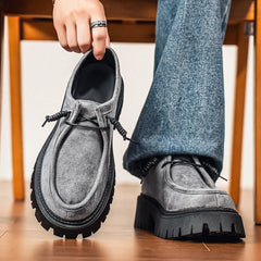 Men's Shoes Autumn New Style High-heel Thick-soled Loafers, Durable and Retro Casual Shoes, Everyday Street Trend Sneakers