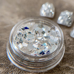 Nail Glitter& Jewelry Minimalist And Sparkling Light Luxury Style Armor Style Decoration Materials 1 Jar Square Silver