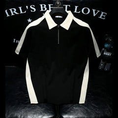 Fashionable Polo Shirt Short-sleeved Men Personality New Pullover T-shirt Casual Contrast Lapel Top