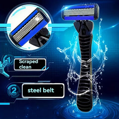 6-layer razor blade, men's stainless steel blade, classic water washed razor, sharp blade for clean shaving