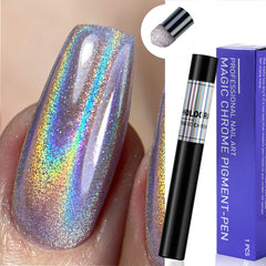 Nail Art Glitter Air Cushion Magic Pen Mirror Effect Chrome Pigment UV Gel Polish Holographic Nail Powder Pigment Decoration
