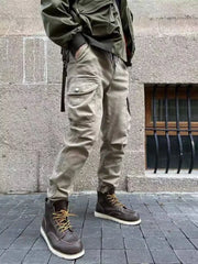 Cargo Pants for Men Trekking Biker Trousers Man Motorcycle Grey Hiking Outdoor Korean Style Slacks Cotton Big Size Street Long