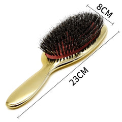 Luxury Gold And Silver Color Boar Bristle Paddle Hair Brush Oval Hair Brush Anti Static Hair Comb Hairdressing Massage Comb