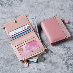 Women Wallets Leather Female Purse Mini Hasp Solid Multi-Cards Holder Fashion Coin Short Wallets Slim Small Wallet Zipper Purses