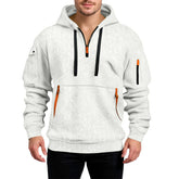 Men's Hooded Hoodies Solid Long Sleeve Multi-pocket Zipper Pullover Autumn Winter Sports Sweatshirt Harajuku Casual Streetwear