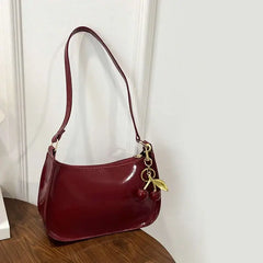 Womens PU Leather Shoulder Bag Cherry Pendant Style