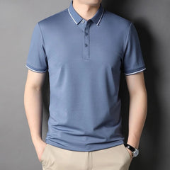 New Male Casual Shirts Men's Fashion Solid Short Sleeved Polo Shirt Summer Breathable Comfortable Versatile Top Man T-shorts