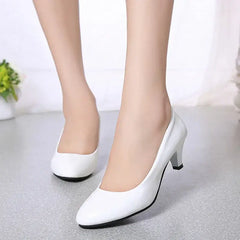 Medium High Heeled Womens Pumps Elegant Pointed Toe
