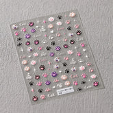 Nail Stickers Cat Cute Jelly Pink Cat Paw Cartoon 5D Embossed Relief Self Adhesive Nail Art Sticker 3D Manicure Decals DIY Parts