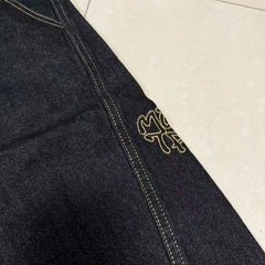 Real Pictures Mertra Jeans Casual Straight-leg Denim Pants Men Women Street Embroidery Logo European American Trend Styles Jeans