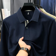 100% cotton luxury polo shirt long sleeve men's classic simple solid color business casual spring autumn comfort premium T-shirt