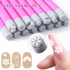 Nail Art Stamp Pen DIY Floral Butterfly Nail Graffiti Nail Dotting Tools Polishing Painting Drawing Manicure Tools