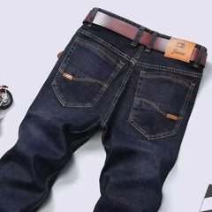 Men Fashion Straight Jeans Men New Stretch Slim Fit Pants Comfortable Soft Business Denim Trousers Male Brand Clothing
