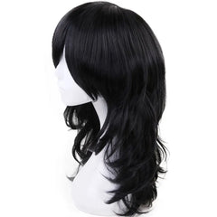 Cosplay Wig Long Wavy Bangs Synthetic Hair Black Wigs For Women Men Dress Up Wig For Anime Cartoon