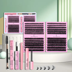 DIY False Eyelashes Clusters Extensions Individual Lashes Cluster Natural Segmented With glue,Remover,lash brush,tweezers