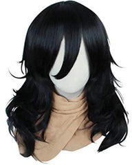 Cosplay Wig Long Wavy Bangs Synthetic Hair Black Wigs For Women Men Dress Up Wig For Anime Cartoon